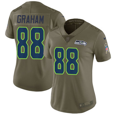 Nike Seahawks #88 Jimmy Graham Olive Women's Stitched NFL Limited 2017 Salute to Service Jersey