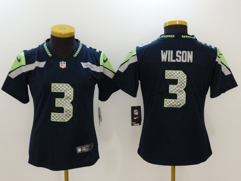 Nike Seahawks 3 Russell Wilson Navy Vapor Untouchable Women Limited Jersey