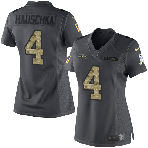 Nike Seahawks #4 Steven Hauschka Black Women's Stitched NFL Limited 2016 Salute to Service Jersey