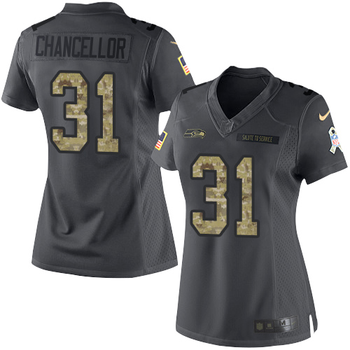 Nike Seahawks #31 Kam Chancellor Black Women's Stitched NFL Limited 2016 Salute to Service Jersey