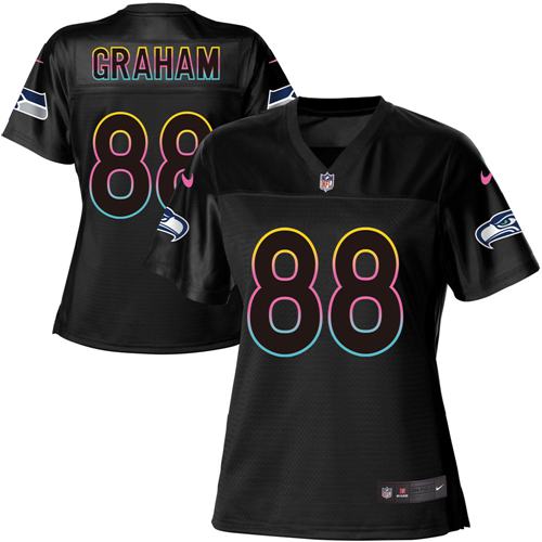 Nike Seahawks #88 Jimmy Graham Black Women's NFL Fashion Game Jersey