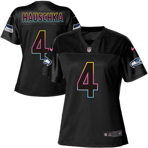 Nike Seahawks #4 Steven Hauschka Black Women's NFL Fashion Game Jersey