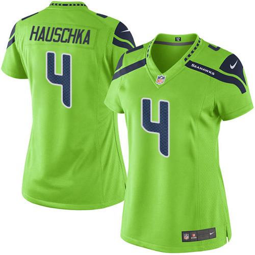 Nike Seahawks #4 Steven Hauschka Green Women's Stitched NFL Limited Rush Jersey