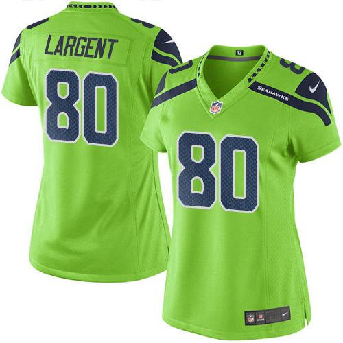 Nike Seahawks #80 Steve Largent Green Women's Stitched NFL Limited Rush Jersey