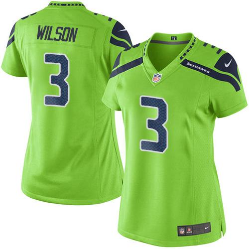 Nike Seahawks #3 Russell Wilson Green Women's Stitched NFL Limited Rush Jersey