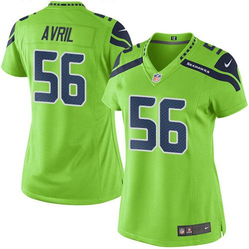 Nike Seahawks #56 Cliff Avril Green Women's Stitched NFL Limited Rush Jersey