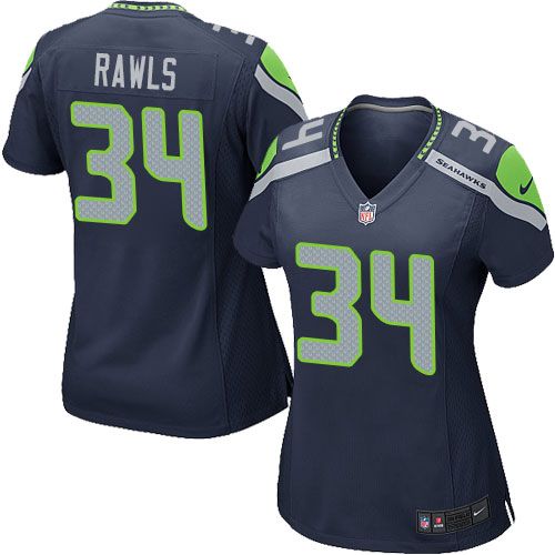 Nike Seahawks #34 Thomas Rawls Steel Blue Team Color Women's Stitched NFL Elite Jersey