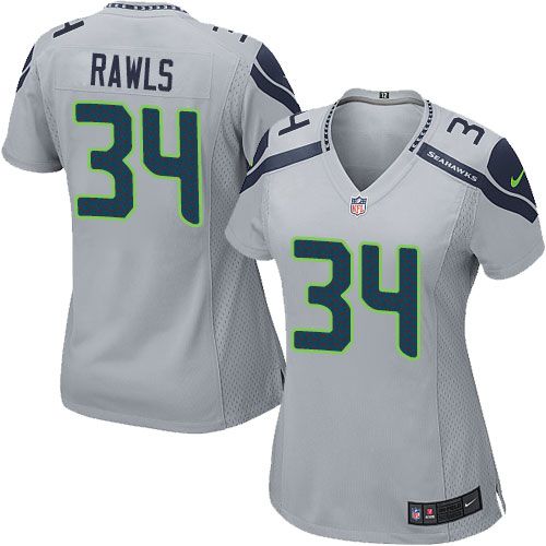 Nike Seahawks #34 Thomas Rawls Grey Alternate Women's Stitched NFL Elite Jersey