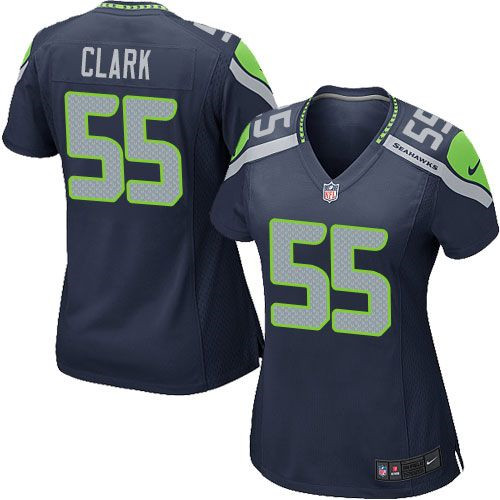 Women NEW Seattle Seahawks #55 Frank Clark Steel Blue Team Color Stitched NFL Elite Jersey