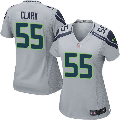 Women NEW Seattle Seahawks #55 Frank Clark Grey Alternate Stitched NFL Elite Jersey