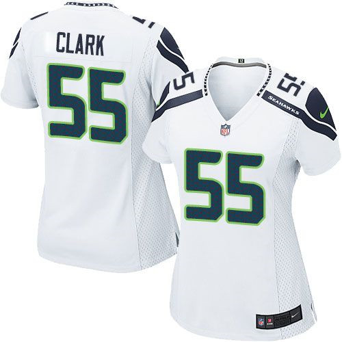 Women NEW Seattle Seahawks #55 Frank Clark White Stitched NFL Elite Jersey