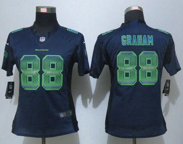 Women Nike Seattle Seahawks #88 Jimmy Graham Navy Blue Strobe Elite Jersey