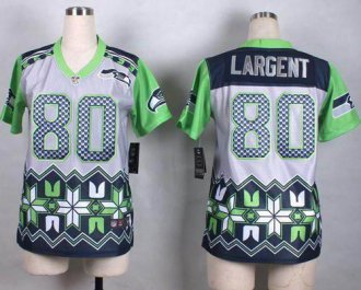 Women Nike Seahawks #80 Steve Largent Grey Stitched NFL Elite Noble Fashion Jersey