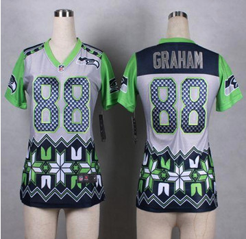 Women NEW Seahawks #88 Jimmy Graham Grey Stitched NFL Elite Noble Fashion Jersey