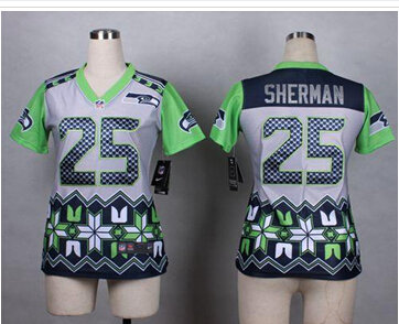 Women's NEW Seahawks #25 Richard Sherman Grey NFL Elite Noble Fashion Jersey