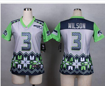 Women's NEW Seahawks #3 Russell Wilson Grey NFL Elite Noble Fashion Jersey