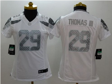 Women's NEW Seahawks #29 Earl Thomas III White NFL Limited Platinum Jersey