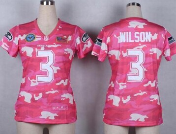 Women's NEW Seahawks #3 Russell Wilson Pink NFL Elite Camo Fashion Jersey