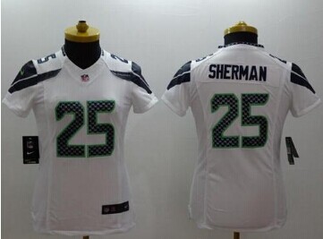 Women's NEW Seahawks #25 Richard Sherman White NFL Limited Jersey