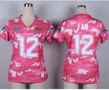 Women's NEW Seahawks #12 Fan Pink NFL Elite Camo Fashion Jersey