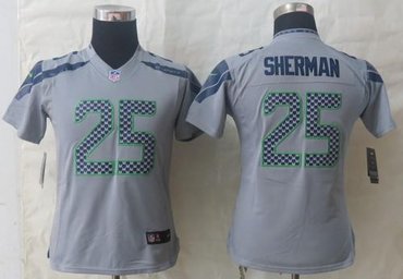 Women's NEW Seahawks #25 Richard Sherman Grey NFL Limited Jersey