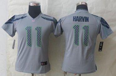 Women's NEW Seahawks #11 Percy Harvin Grey NFL Limited Jersey