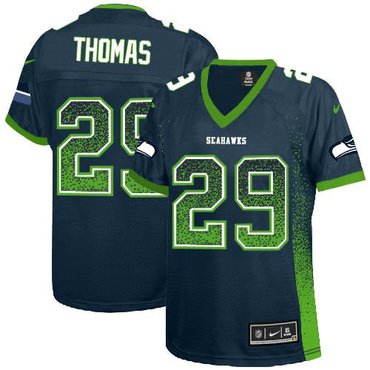 Women New Seattle Seahawks #29 Earl Thomas Drift Fashion Blue Elite Jerseys