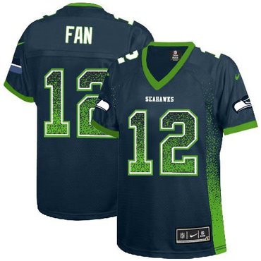 Women New Seattle Seahawks #12 Fan Drift Fashion Blue Elite Jerseys