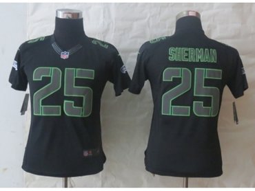 NEW Women Seattle Seahawks #25 Sherman Black Jerseys(Impact Limited)