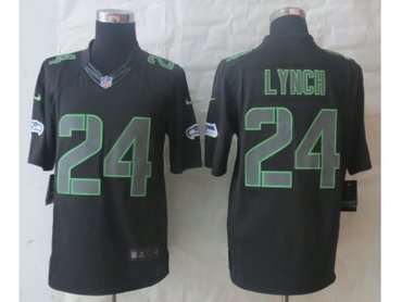 NEW Seattle Seahawks #24 Lynch Black Jerseys(Impact Limited)