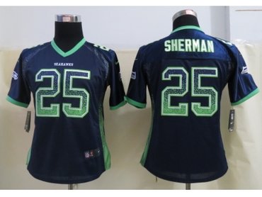 NEW Women Seattle Seahawks #25 Sherman Blue Jerseys(Drift Fashion)