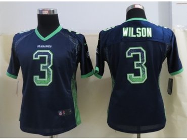 NEW Women Seattle Seahawks #3 Wilson Blue Jerseys(Drift Fashion)