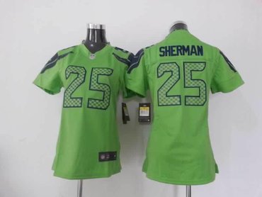 Women NEW NFL Seattle Seahawks 25 Richard Sherman Green Jerseys