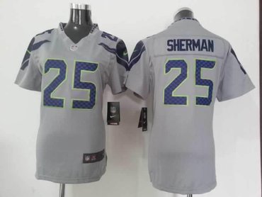 Women NEW NFL Seattle Seahawks 25 Richard Sherman Grey Jerseys