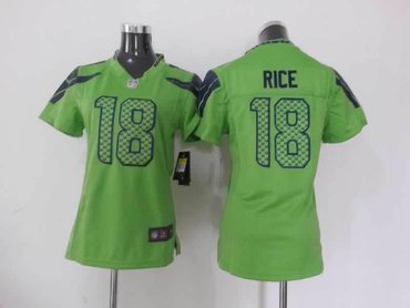 Women NEW NFL Seattle Seahawks 18 Sidney Rice Green Jerseys