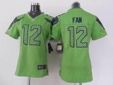 Women NEW NFL Seattle Seahawks 12 Fan Green Jerseys