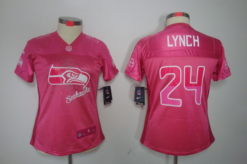 Women NEW Seattle Seahawks #24 Marshawn Lynch Pink Color(2012 FEM FAN Elite Jerseys)