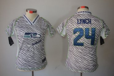 Women NEW NFL Seattle Seahawks #24 Marshawn Lynch Jerseys(fem fan zebra)