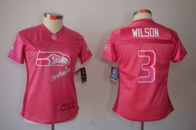 Women NEW Seattle Seahawks #3 Russell Wilson Pink Color(2012 FEM FAN Elite Jerseys)