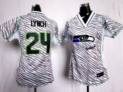 NEW Women Seattle Seahawks #24 Marshawn Lynch jerseys(fem fan zebra)