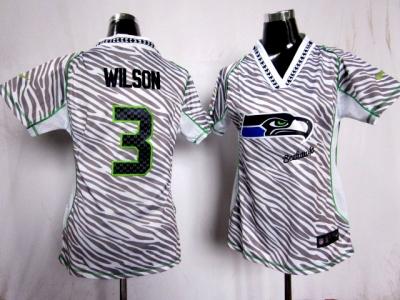 NEW Women Seattle Seahawks #3 Russell Wilson jerseys(fem fan zebra)