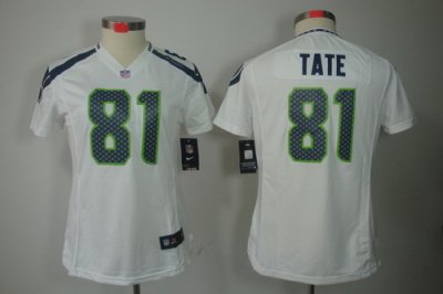 Women NEW NFL Seattle Seahawks #81 Golden Tate White Jerseys