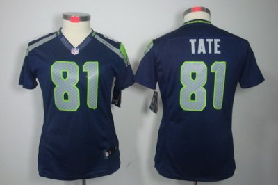 Women NEW NFL Seattle Seahawks #81 Golden Tate Blue Jerseys