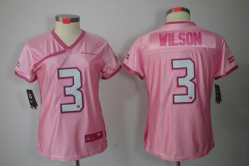 NEW Women Seattle Seahawks #3 Wilson Pink Jerseys