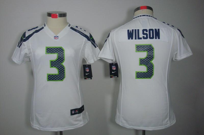 Women NEW NFL Seattle Seahawks 3 Wilson White Jerseys