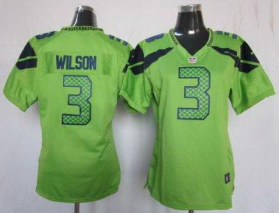 Women NEW Seattle Seahawks #3 Russell Wilso Green NFL Jerseys