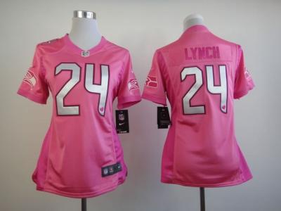 NEW Women Seattle Seahawks #24 Marshawn Lynch Pink Jerseys(love s)