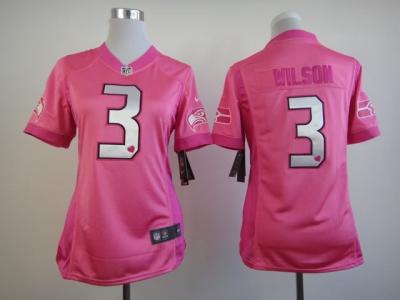 NEW Women Seattle Seahawks #3 Wilson Pink Jerseys(love s)