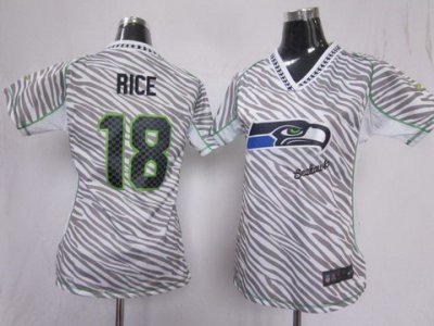 Women NEW Seattle Seahawks 18# Sidney Rice FEM FAN Zebra NEW NFL Jerseys