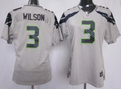 Women NEW NFL Seattle Seahawks 3 Wilson Grey Jerseys